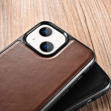 iCarer Leather Oil Wax case covered with natural leather for iPhone 13 mini black (ALI1211-BK)