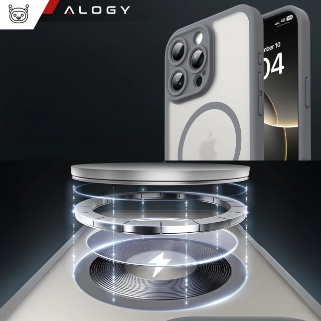 Комплект гібридних чохлів 3-в-1 із 2 захисними плівками із загартованого скла для Apple iPhone 16 Pro Max, гібридний захисний чохол MagSafe із захистом лінз, набір чохлів Alogy 3-в-1, титаново-сірий