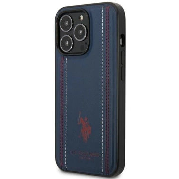 Puzdro US Polo Leather Stitch iPhone 14 Pro 6,1" na telefón námornícka modrá/námorná modrá