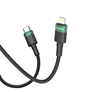 USB Typ-C - Lightning PD 3A Kabel Schwarz Geflochten 1m D62 20W