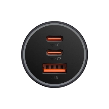 Baseus Golden Contactor Pro car charger USB-A 2x USB-C 65W dark gray (CGJP010013)