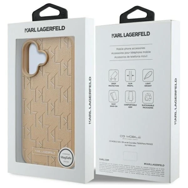 Чохол Karl Lagerfeld для iPhone 16 6.1" Beige Hardcase Hot Stamp Magsafe