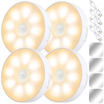 4x Lampe LED Bewegungsmelder Dämmerung Nachtlampe Alogy Sensor Light Kabellose Möbelbeleuchtung Warmes Licht 3000k
