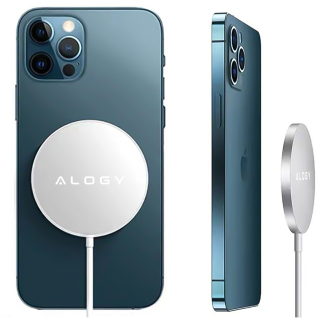 Ładowarka indukcyjna do iPhone 12/13/14/15/16/17 PRO / MAX/ MINI/ ULTRA Alogy do MagSafe bezprzewodowa 20W  Biała