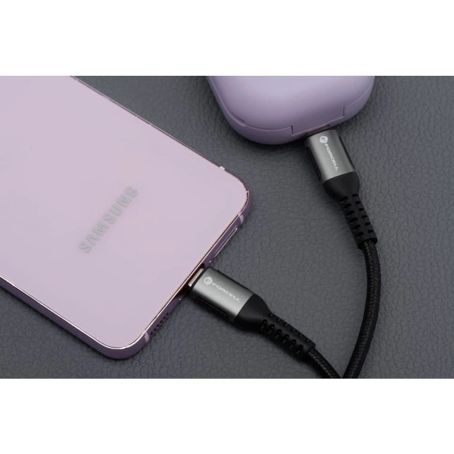 Кабель USB-A для Lightning 12 Вт 3 м нейлоновий Forcell алюмінієвий для iPhone iPad