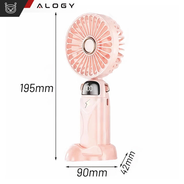 Fan fan handheld desk fan Alogy wireless portable handheld with handle pink