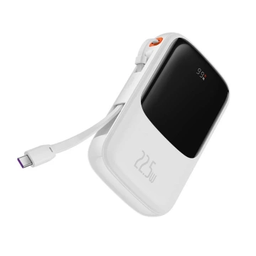 Power banka Baseus Qpow Pro s USB-C, USB-C, USB káblom, 10000mAh, 22,5W (biela)