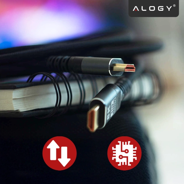 Kabel HDMI 2.1 Alogy 5m 4K 8K PREMIUM MIEDŹ ULTRA High Speed 60Hz 48GBps Czarny