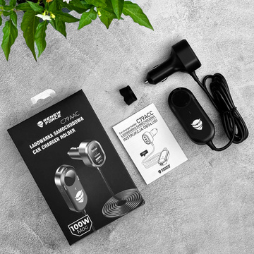 Rozbočovač nabíjačky do auta 100W silný 6xUSB pre telefón notebook tablet so 6 portami C79ACC USB-C čierny