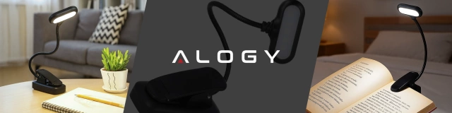 Alogy LED Clip Desk Lamp Cordless Rechargeable Reading Black