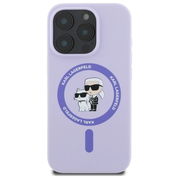 Karl Lagerfeld pouzdro pro iPhone 16 Pro 6,3" Purple MagSafe Hardcase Silikonový Karl