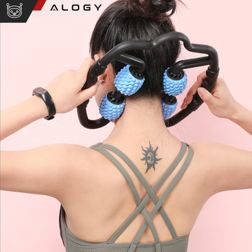 Tělový masér anticelulitidní ruční svalový váleček Alogy 4x masážní váleček Univerzální váleček černomodrý