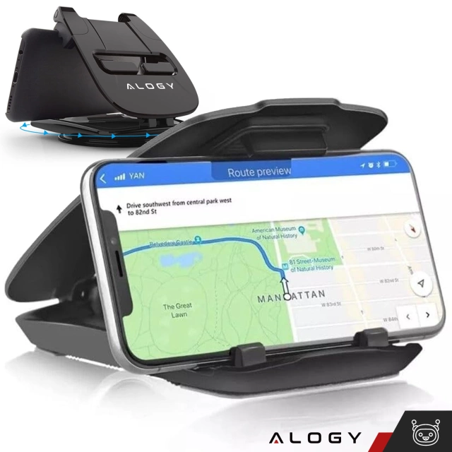 Автомобільний GPS-тримач для телефону Cockpit Car Dashboard Cars Rotatable 360 Degrees for 6.5" Alogy Phone Black