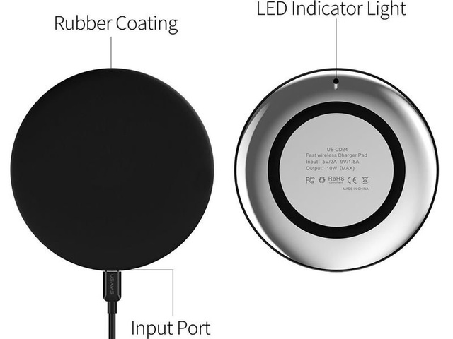 USAMS 10W inductive charger US-CD24 iPhone 8 X MFI black