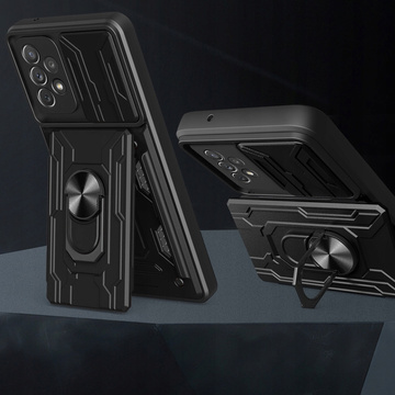 Peněženka Alogy Camshield Ring s krytem na fotoaparát a peněženkou pro Samsung Galaxy A53 Black Glass