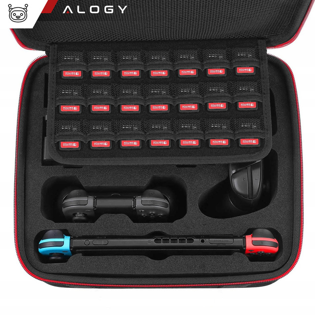 Чохол Валіза Сумка для Nintendo Switch OLED Аксесуари 21 ігор Alogy Водонепроникний з ремінцем Чорний