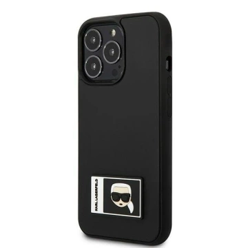 Ochranné pouzdro na telefon Karl Lagerfeld KLHCP13L3DKPK pro Apple iPhone 13 Pro / 13 6.1" černo/černé pevné pouzdro Ikonik Patch