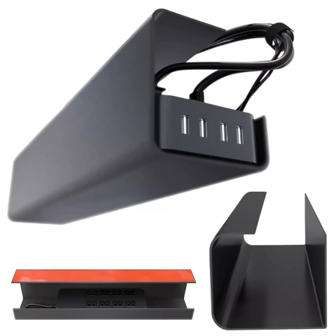 Cable organizer under the table top, cable shelf, wire strip, table top, desk, Alogy 55cm Black