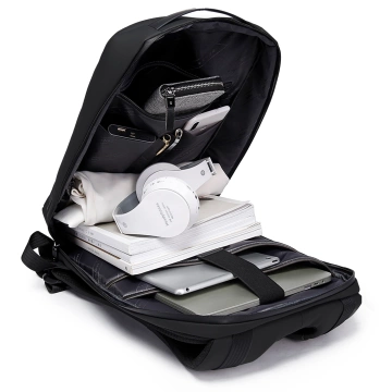 Vodotesný batoh Bange s ochranou proti krádeži na 15,6" notebook, cestovanie do mesta, 46x30x15 cm do práce, do lietadla, pánsky, dámsky, s USB portom a kombinovaným zámkom, čierny