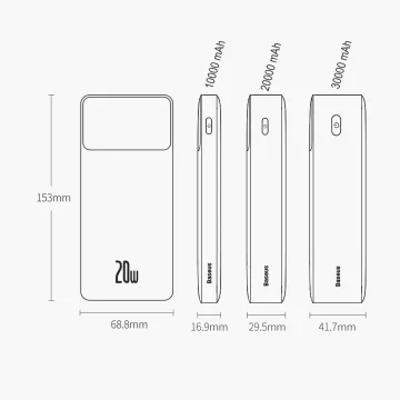 Powerbanka s rychlým nabíjením Baseus Bipow 10000mAh 20W bílá (Overseas Edition) USB-A - Micro USB kabel 0,25m bílý (PPBD050502)
