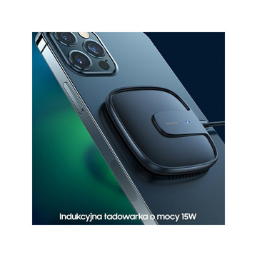 Індукційний зарядний пристрій USAMS US-CD159 magnetic W1 15W Extra-thin iPhone 12 series black/black CD159DZ01