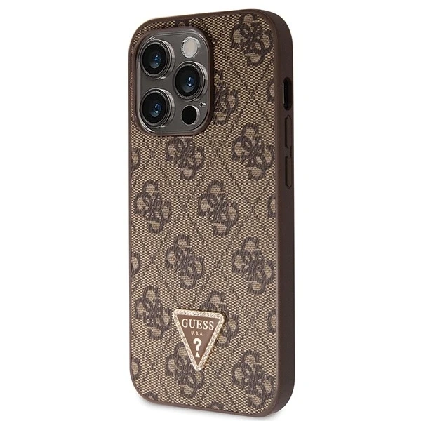Etui Guess GUHCP15LP4TDSCPW na iPhone 15 Pro 6,1" brązowý/hnedý pevný obal Crossbody 4G kovové logo