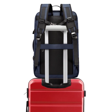 Cestovný batoh Bange BackPack, rozšíriteľný pracovný batoh, priestranná taška na 17,3" notebook s USB portom, námornícka modrá