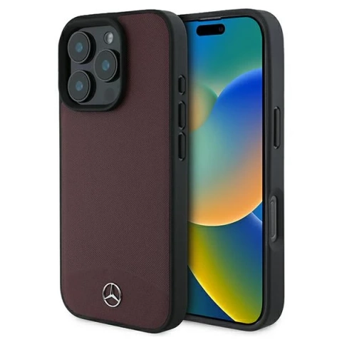 Etui Mercedes до iPhone 16 Pro Max 6.9" Czerwone MagSafe Hardcase Textured And Plain Leather