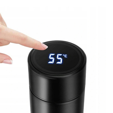 Termální hrnek termoska Smart Bottle LED Láhev na vodu 500ml Černý Mycí kartáč