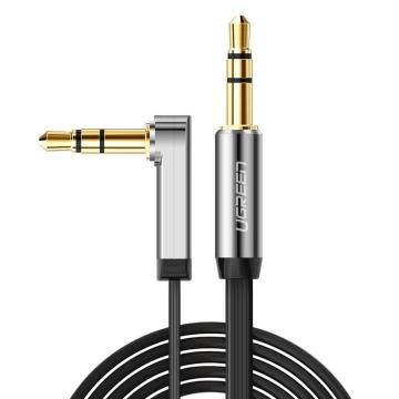 Кабель UGREEN плоский кутовий AUX аудіокабель 3,5 мм mini jack 0,5 м чорний (AV119 10596)
