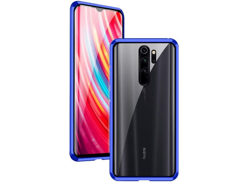 Oboustranné magnetické skleněné pouzdro Dr.Fit pro Redmi Note 8 Pro Blue