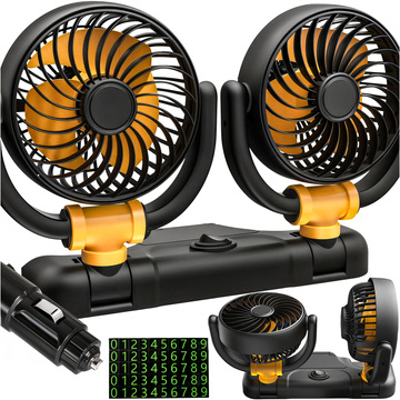 Dvojitý ventilátor do kokpitu, nastaviteľný, tichý, do zapaľovača cigariet pre Alogy Car 12V Black