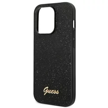 Etui Guess GUHCP14XHGGSHK pre Apple iPhone 14 Pro Max 6,7" čierne/čierne pevné puzdro Glitter Script