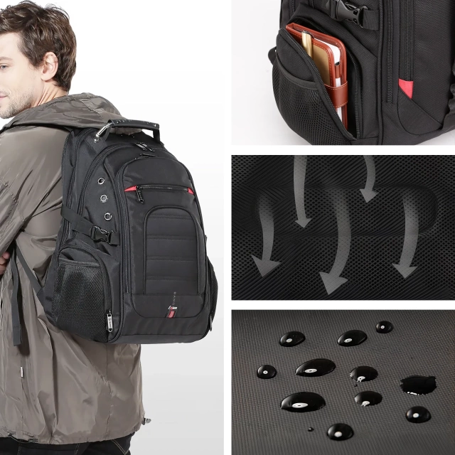 Водонепроникний рюкзак Bange Сумка для ноутбука 15" Urban Travel 48x35x23 см For Work School Airplane Men's Women USB Black