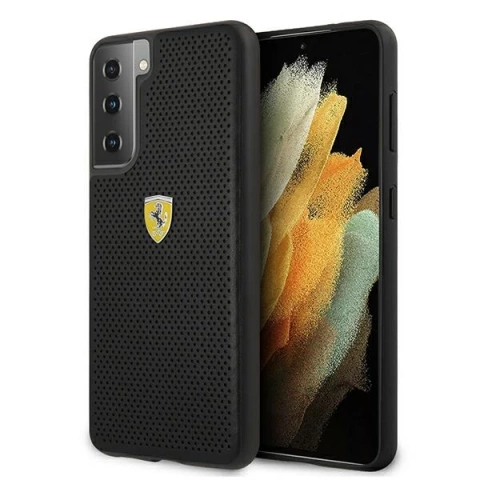 Etui na telefon Ferrari Hardcase для Samsung Galaxy S21 czarny/black Hardcase On Track Perforated