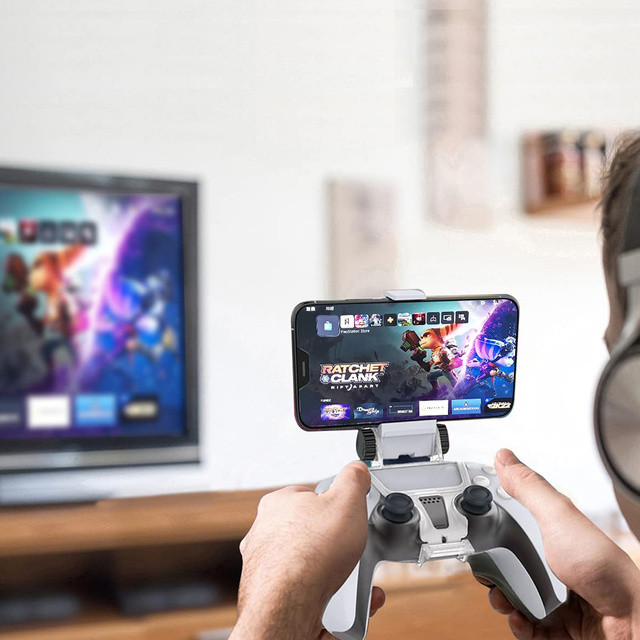 Držiak telefónu pre Gamepad pre Sony PlayStation 5 PS5 DualSense Clip mount White