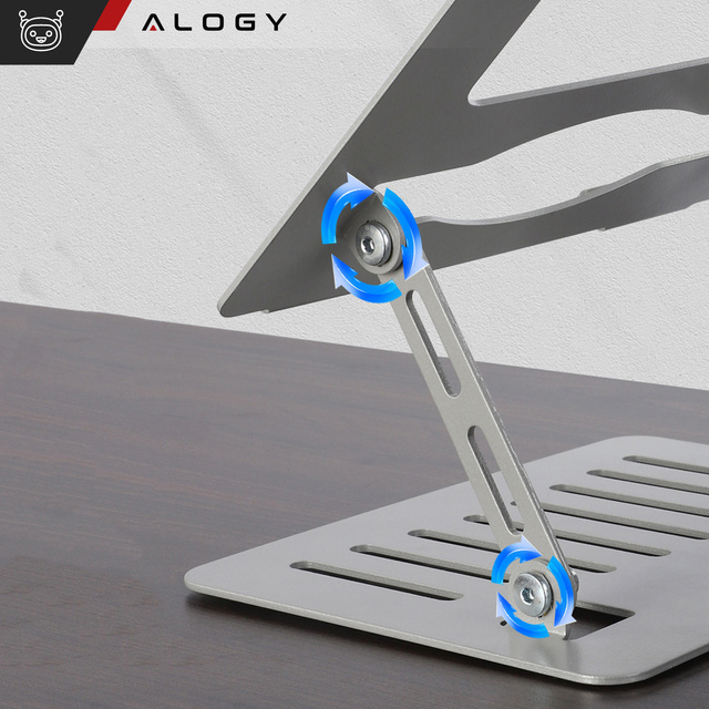 Laptop holder tablet 17" stand stand foldable adjustable aluminum for desk 25 x 21.5cm Alogy Silver