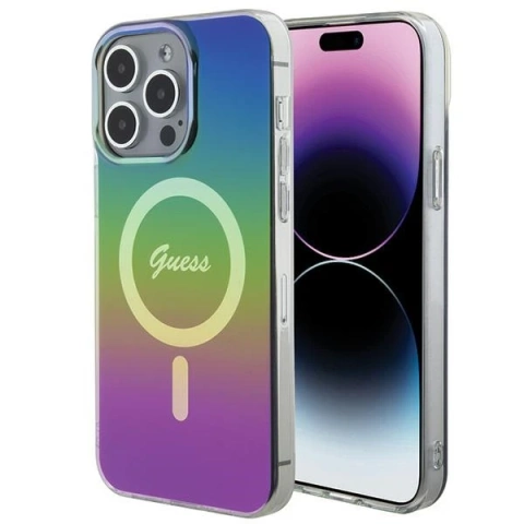 Etui Guess GUHMP15LHITSK pro iPhone 15 Pro 6,1" wielokolorowy/duhové pevné pouzdro IML Iridescent MagSafe