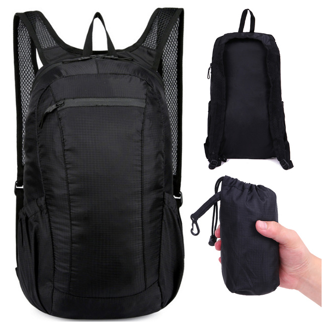Rucksack, Tasche, Herren, Damen, Tourist, Klettern, klein, 20 l, faltbar, leicht, für Schule, Jugend, Stadt, wasserdicht, Alogy Black