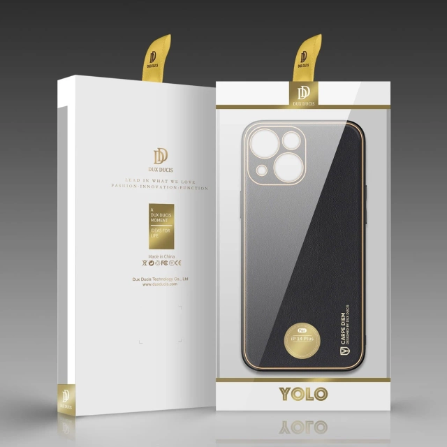 Dux Ducis Yolo case iPhone 14 Plus elegant cover made of ecological leather black