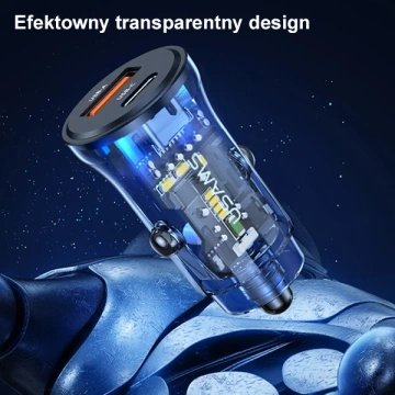 Автомобільний зарядний пристрій USAMS 1xUSB 1xUSB-C C32 30W Fast Charge синій/синій CC164CC02 (US-CC164)