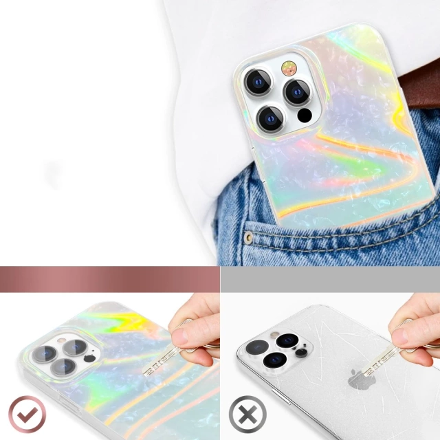 Kingxbar Shell Series luxury elegant case for iPhone 13 Pro pearl-blue