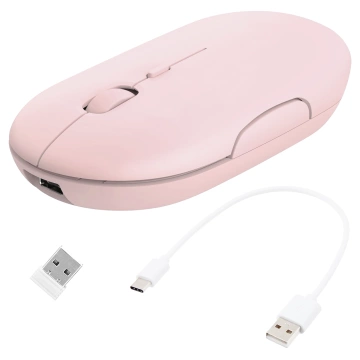 Bezdrôtová myš Alogy malá ergonomická myš k notebooku PC bluetooth 2,4GHz tichá ružová
