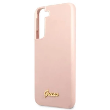 Guess GUHCS22MLSLMGPP S22 S906 ružové/ružové pevné puzdro Silicone Script Metal Logo