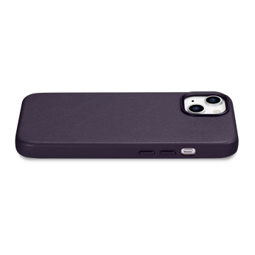 iCarer Case Leather Genuine Leather Phone Case для iPhone 14 Plus Темно-фіолетовий (сумісний з MagSafe)