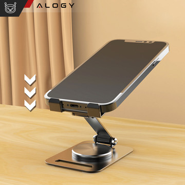 Holder Stand Tablet Stand Phone 12.9 Desktop Swivel Adjustable 360 ​​Desktop Aluminum Alogy Black