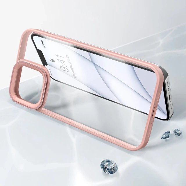 Baseus Crystal Phone Case gepanzerte Hülle für iPhone 13 Pro mit Gelrahmen Pink (ARJT001004)