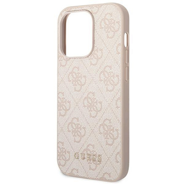 Etui Guess GUHCP14LG4GFPI pre Apple iPhone 14 Pro 6,1" ružové/ružové pevné puzdro 4G kovové zlaté logo