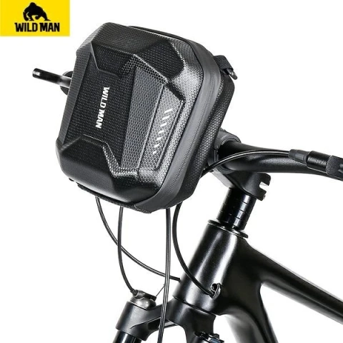 Cyklistická brašňa WILDMAN E18 3L, čierna, na riadidlá a rameno, EVA koža