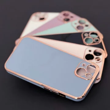 Гелевий чохол Lighting Color Case для iPhone 12 Pro із золотою рамкою фіолетового кольору
